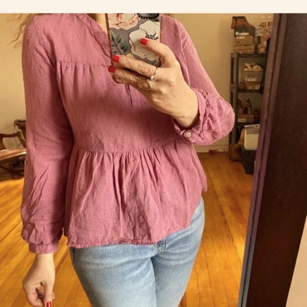 ANTHROPOLOGIE Dolan left coast Pink Babydoll Top Size Medium - Picture 3 of 13
